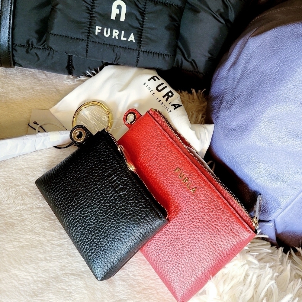 Furla Luna Zip Pouch Set Red Black